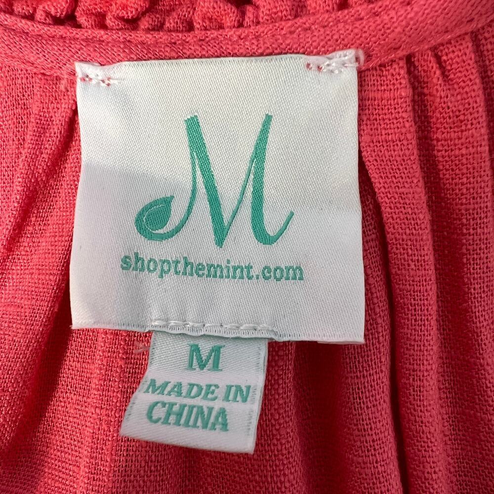 Shop The Mint Oversized Cotton Linen Dress Womens M Ruffle Boho Festival Beachy - Picture 3 of 14